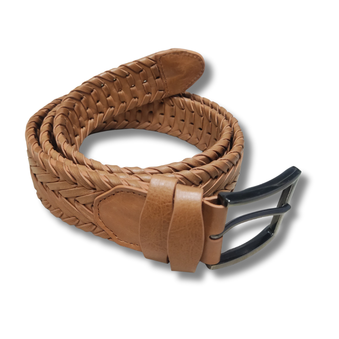 Handmade Premium Leather Mesh Belt for Men – Adjustable Woven Design