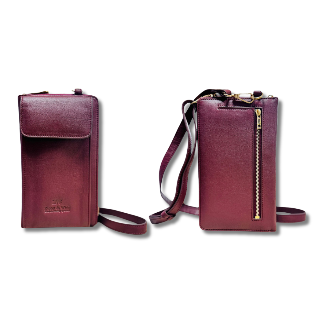 Ladies Crossbody Leather Wallet with Mobile Chamber | Stylish & Functional